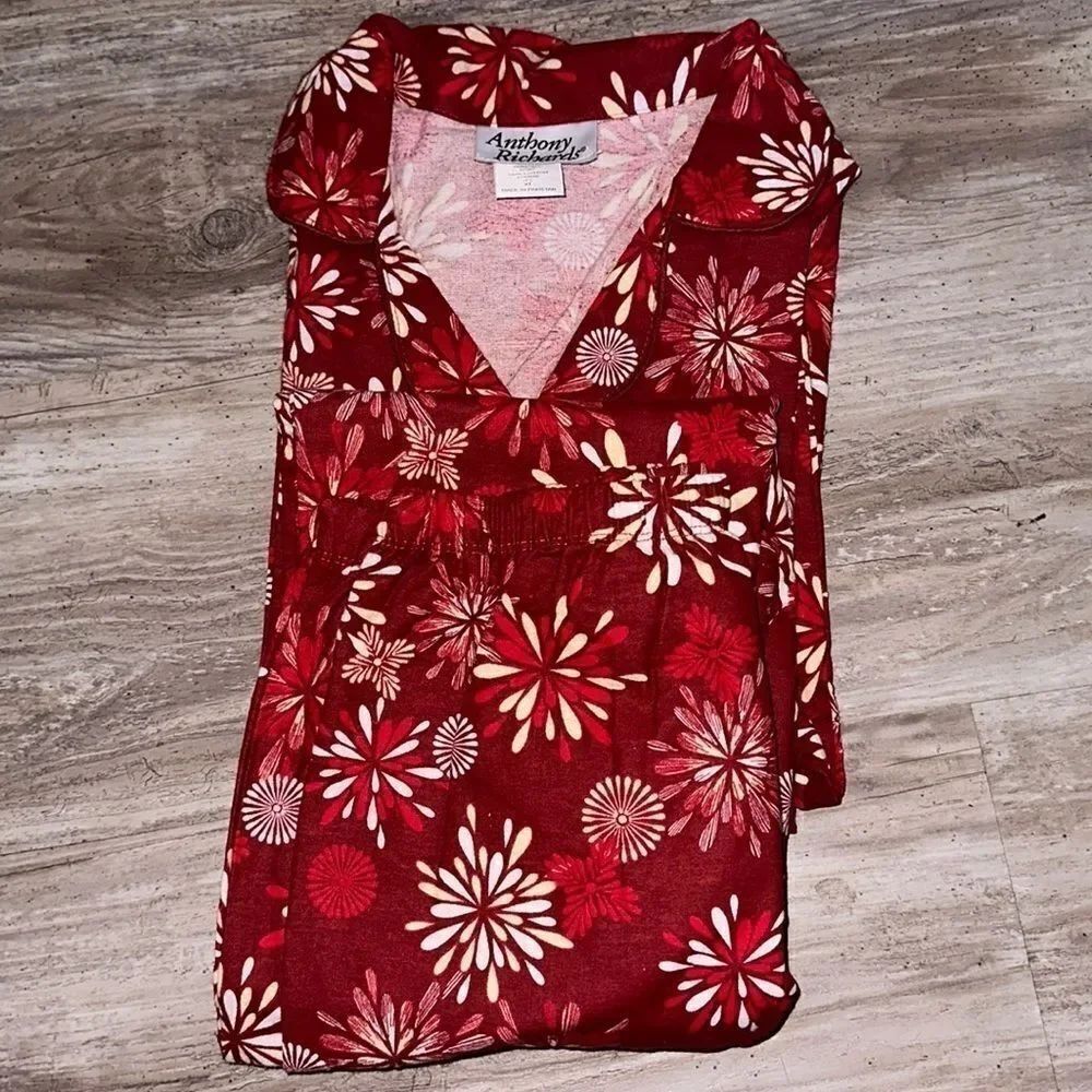 Nwot Anthony Richards heavy 100% cotton 2 pc wine-fireworks pj’s sz XL